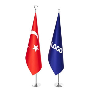 Makam Bayrağı Krom Direkli Püskülsüz Takım