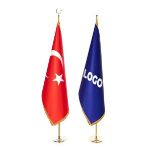 Makam Bayrağı Sarı Direkli Püsküllü Takım